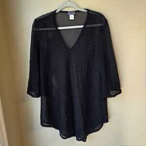 Jordan Taylor Women's Beach Cover up Size M Black Tunic Swimsuit Made in USA